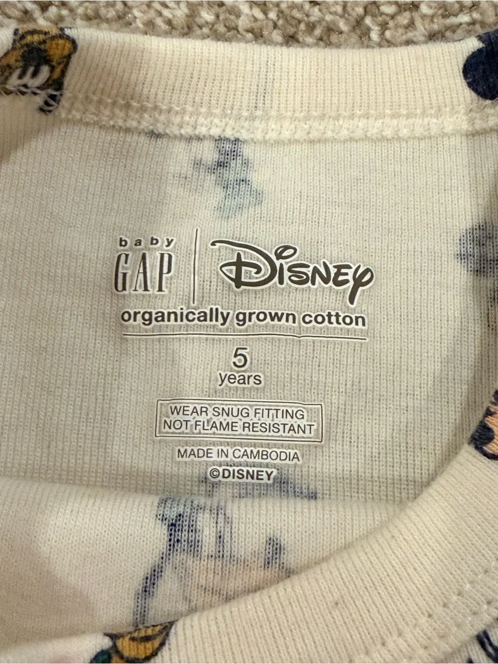 GAP Cream Kids Disney Character Print Pajama Set